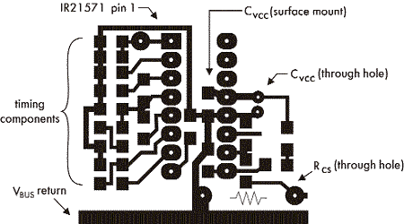 Расположение проводников на печатной плате при подсоединении к выводу COM