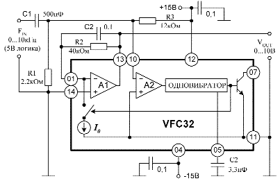 Схема включения VFC32 в режиме ПЧН