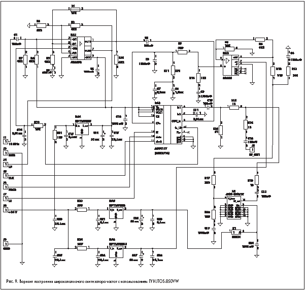 Вариант построения широкополосного синтезатора частот с использованием ГУН JTOS-850VW