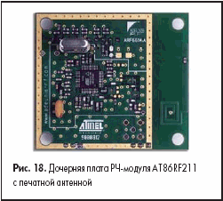 Дочерняя плата РЧ-модуля AT86RF211 с печатной антенной