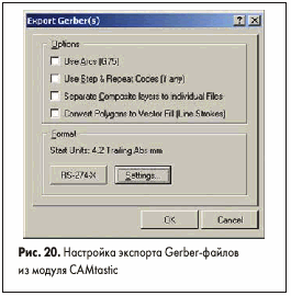Настройка экспорта Gerber-файлов из модуля CAMtastic