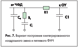 Вариант построения «интегрированного» изодромного звена и петлевого ФНЧ
