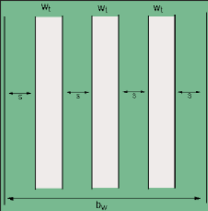 Ширина дорожки wt, междорожечное расстояние s и ширина обмотки b<sub>w</sub>