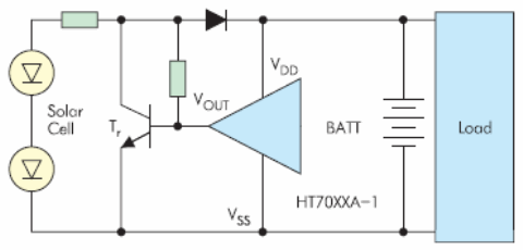 Схема контроля заряда аккумулятора на основе детектора напряжения НТ70ххА-1