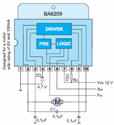 Схема включения драйвера BA6209