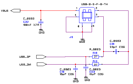 Схема включения интерфейса USB